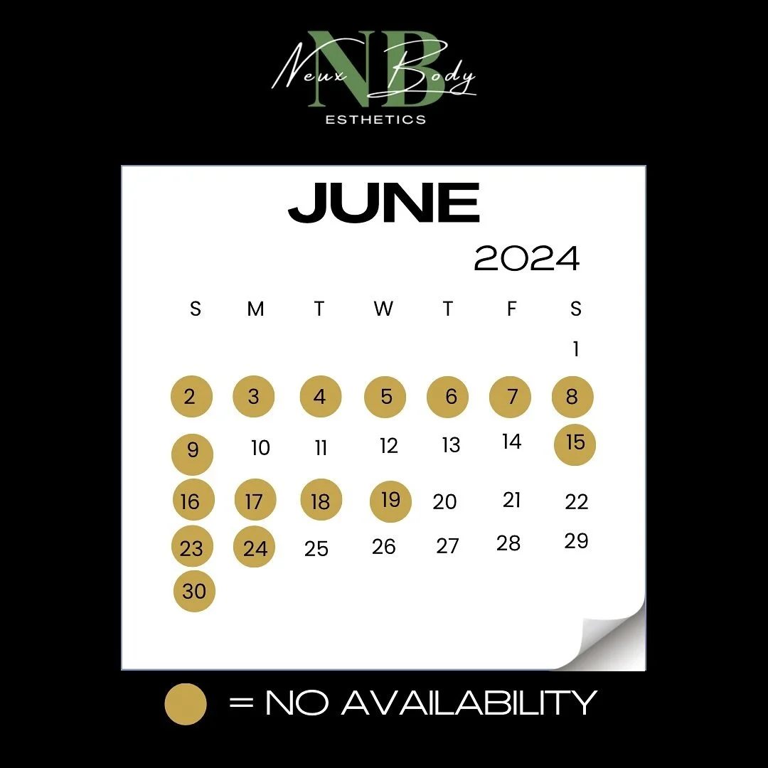 The availability of the SUMMER!!!!! This is the rest of the available dates &amp; times for the wax season! 

Please book future appointments accordingly as the month of June and July are already starting to get completely booked. I will not be takin