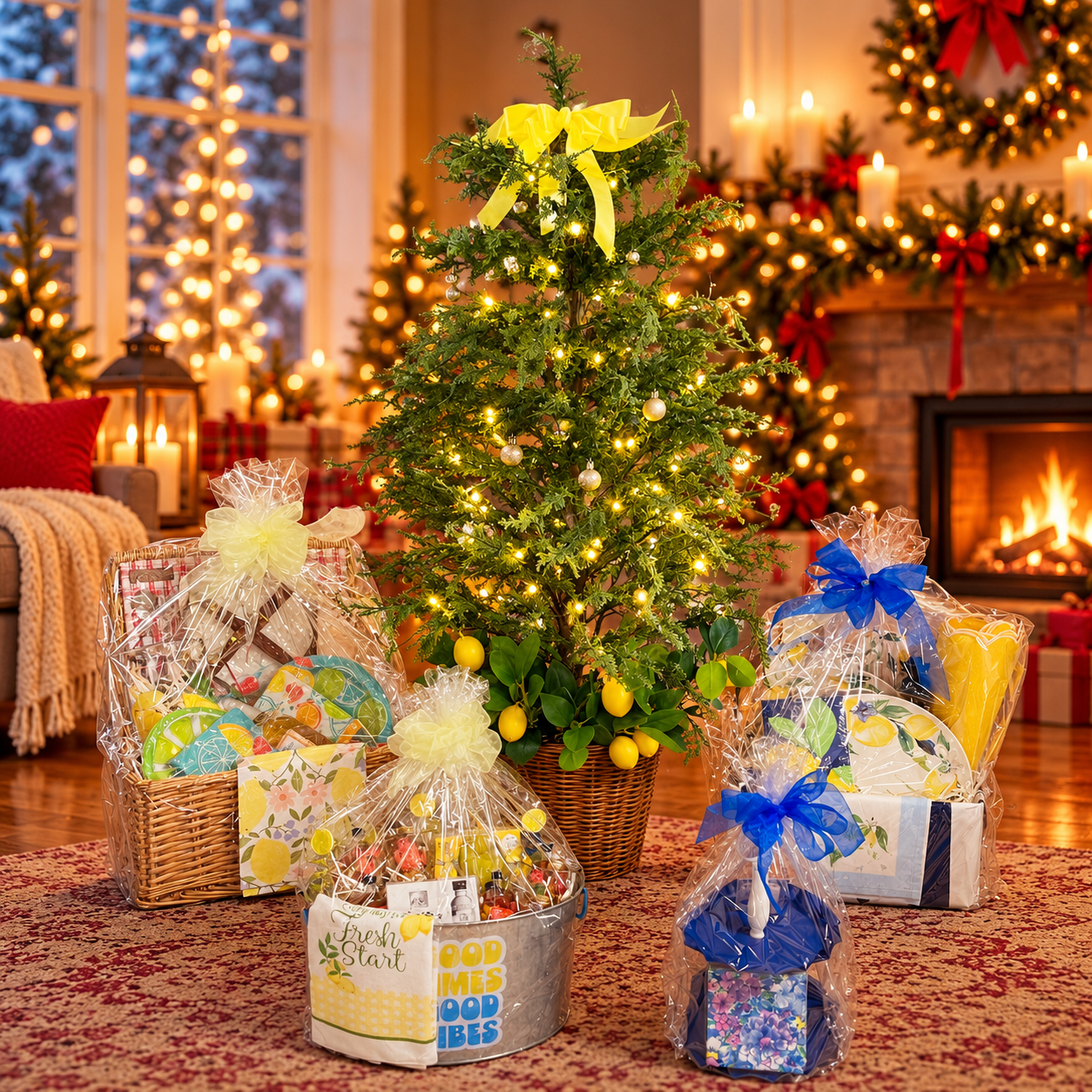 Cozy Lemon-Themed Christmas Gift Display.png