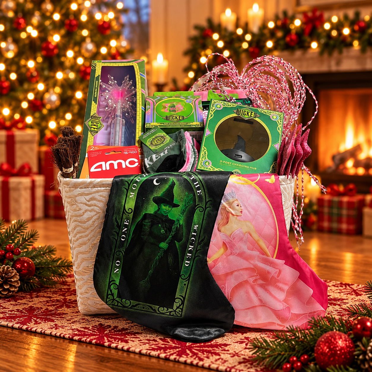 Wicked Christmas Gift Basket by the Fireplace.png