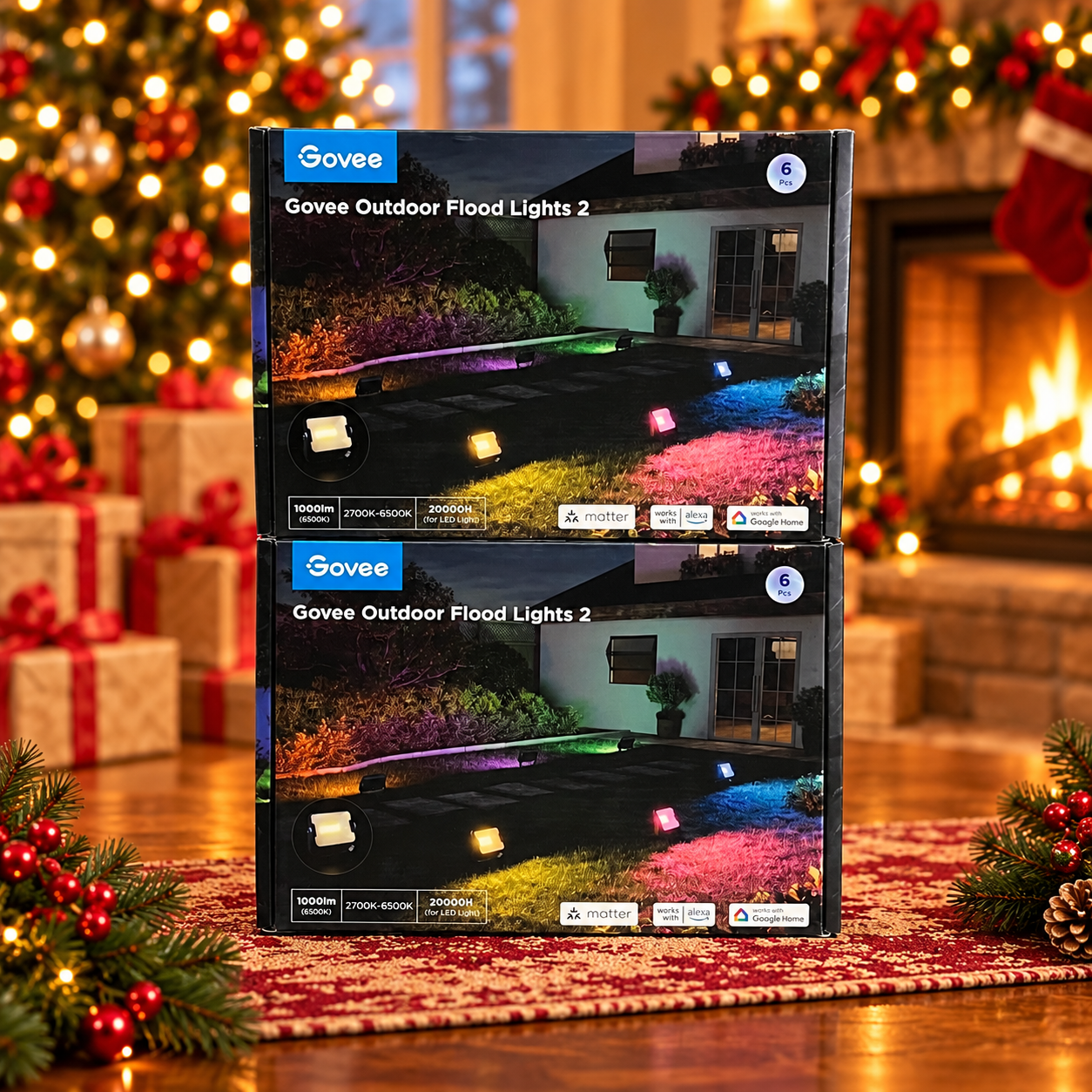 Stacked Govee Flood Lights by the Fireplace.png