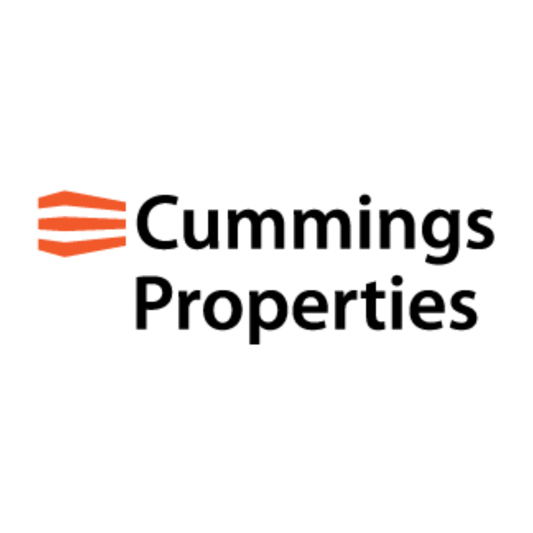 Cummings Properties logo with an orange stylized building icon and black text.