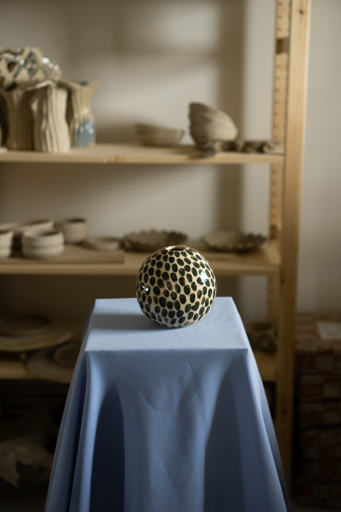 Ellipse Vase #1: Black Dots