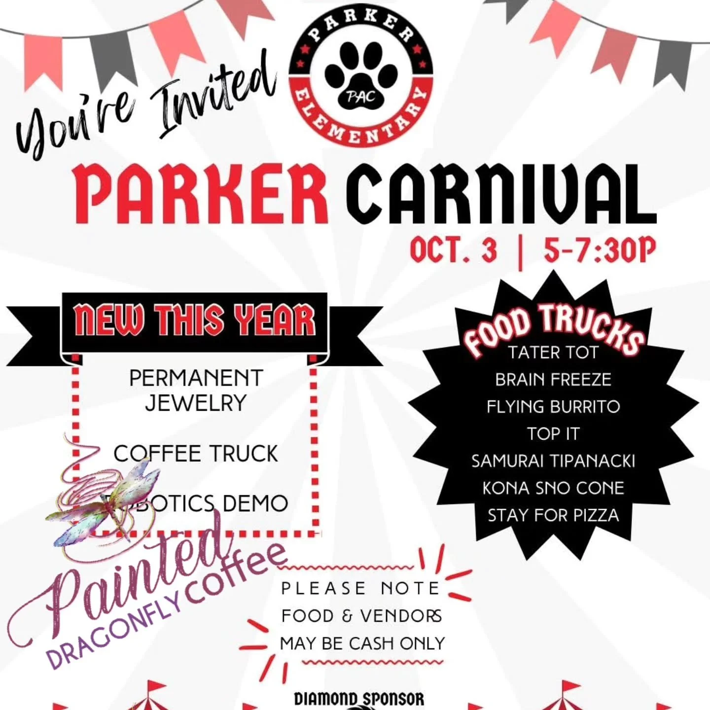 Who's ready for a fun-filled weekend?! 🎃🛍 Join us at Parker Elementary's Carnival on Friday from 5-7:30 PM! 🎉 Then, catch us at Market off the Crow on Saturday and Sunday, where you can shop 'til you drop and enjoy a delicious salted caramel pumpk
