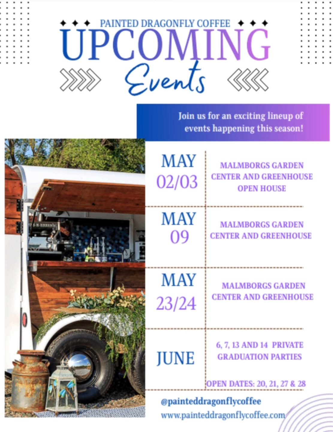 Caffeine alert! Storming into 2026 with great vibes! Swing by @malmborgsgardencenters Open House weekend and fuel up with us! Super stoked to see familiar faces and explore new spots this year!