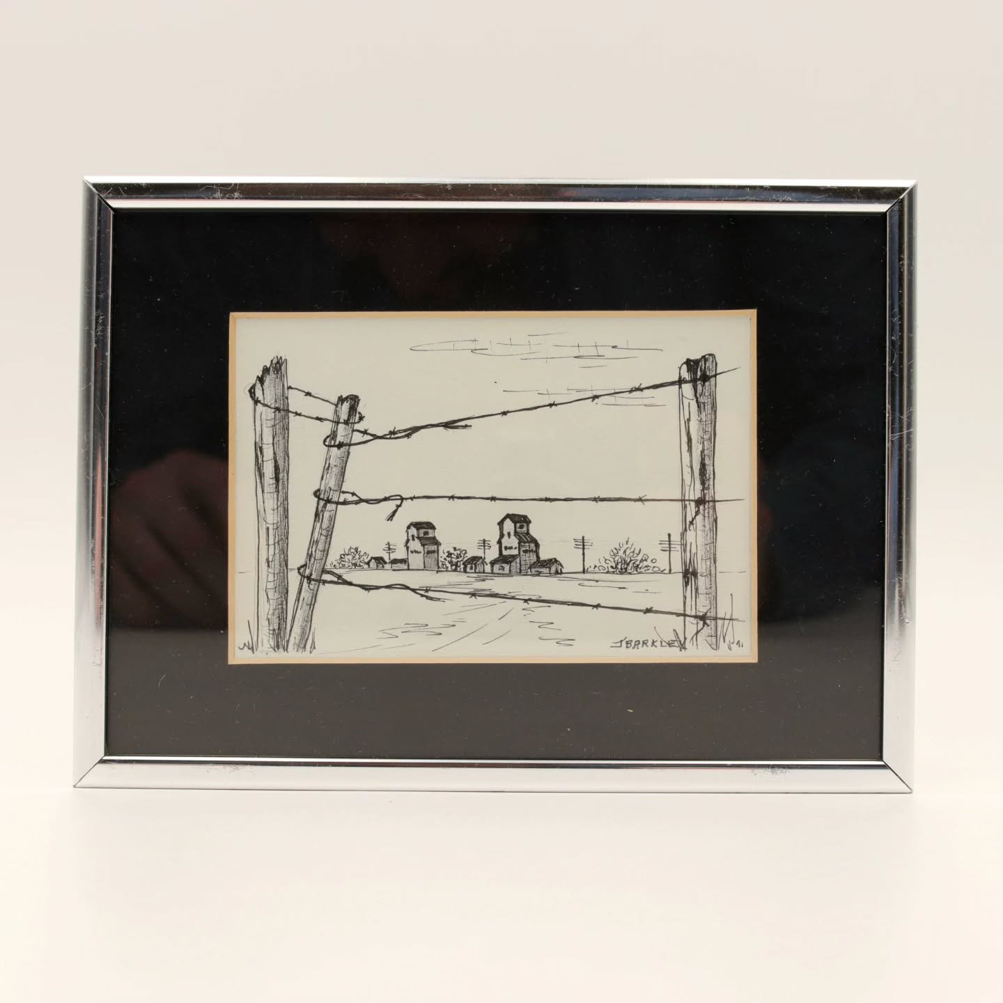Lot 58 
Ink of paper, signed J Barkley, titled Homestead