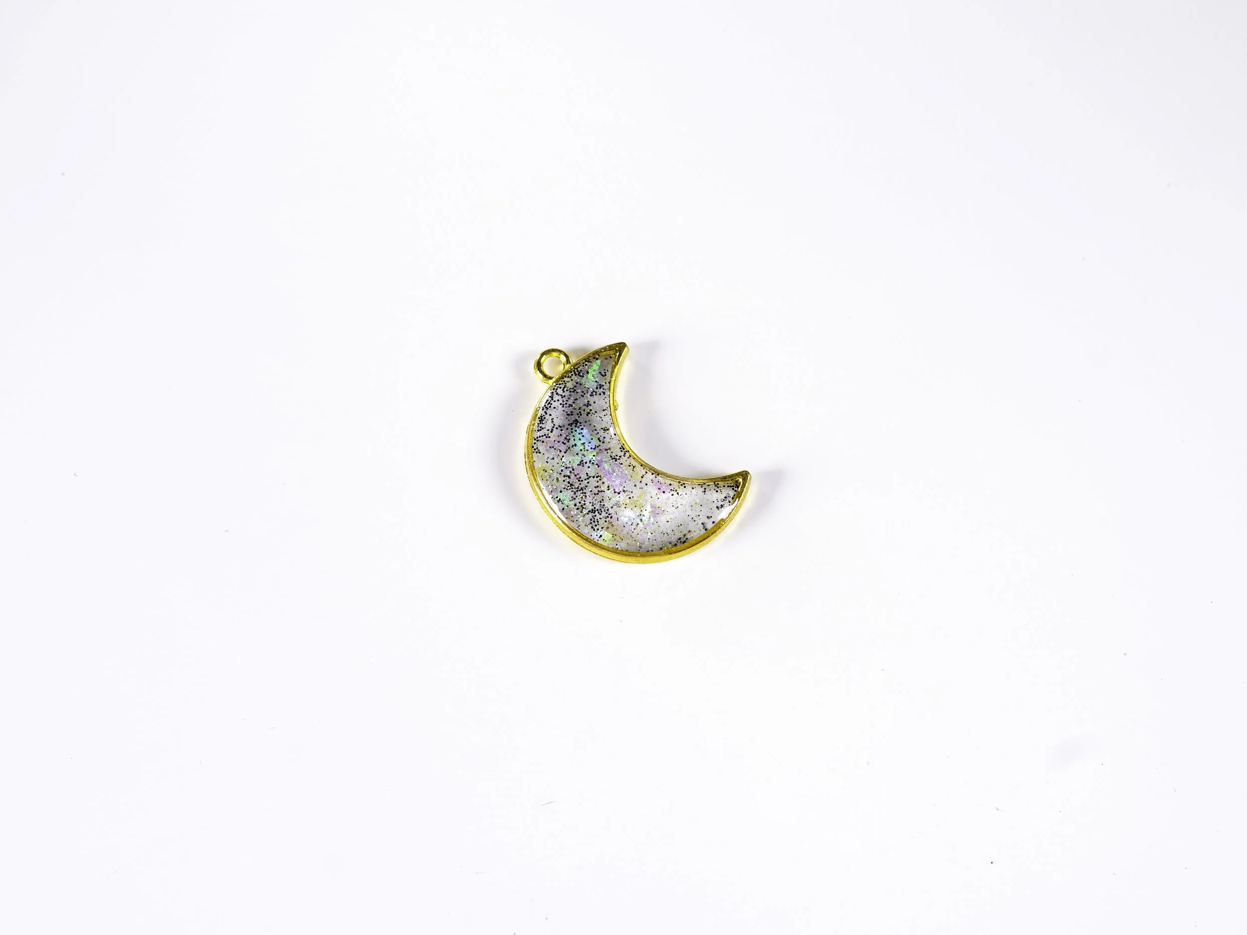 Resin Moon Charm with Preserved Snake Skin