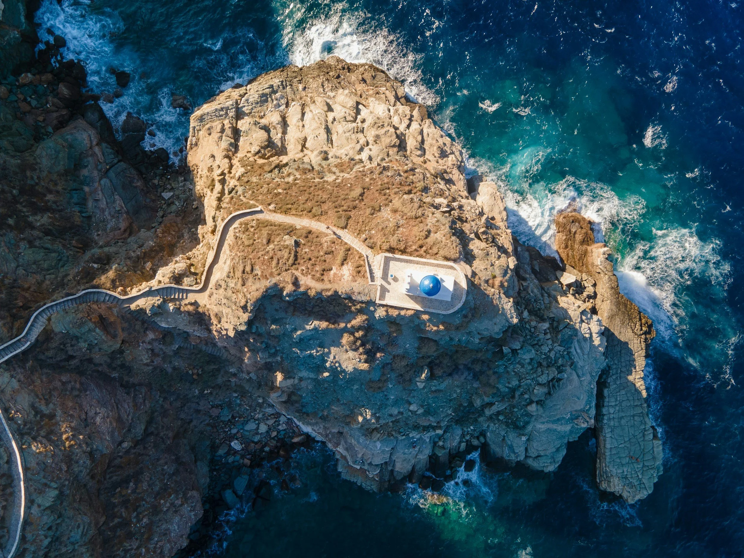 Sifnos church bird view