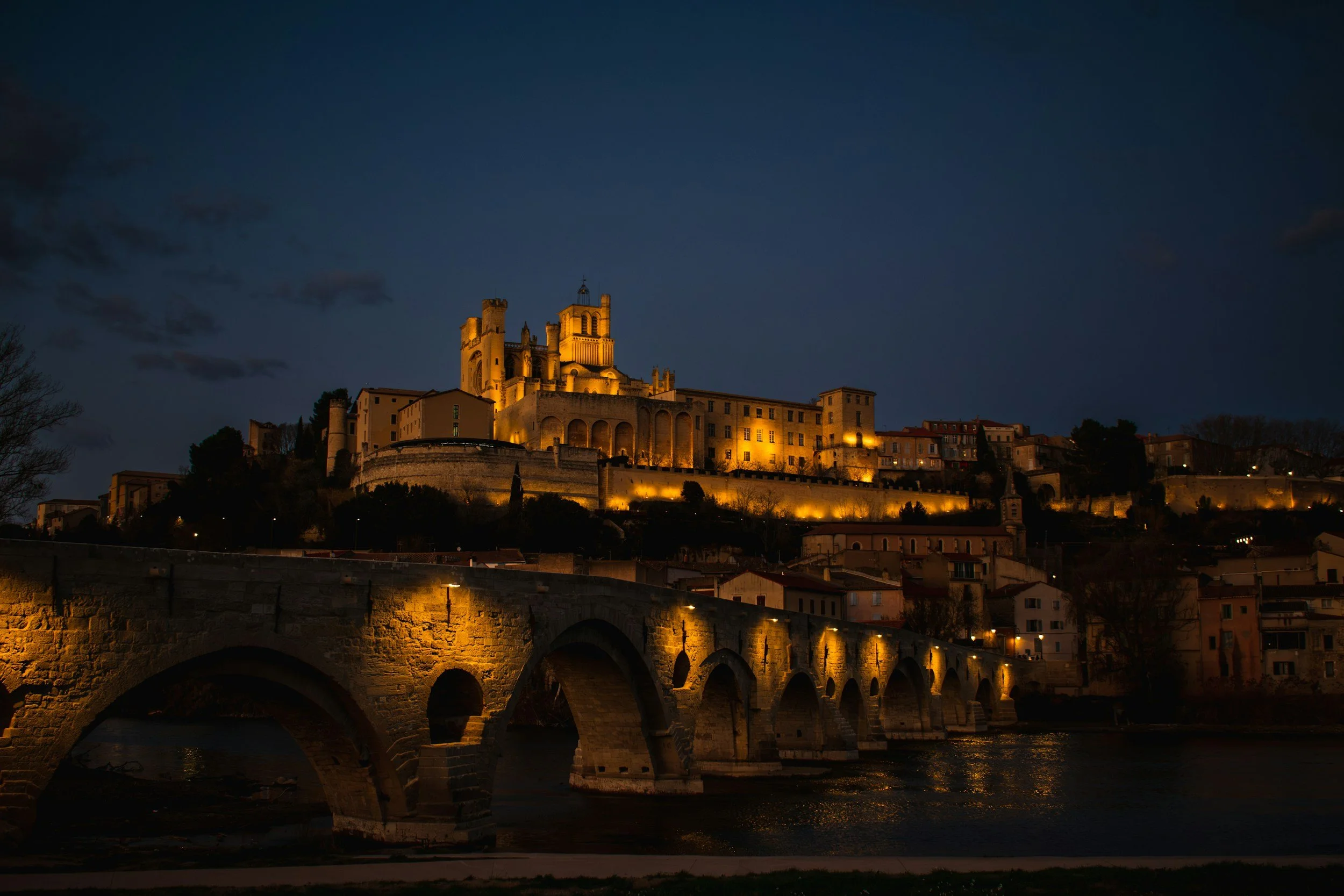 street in Béziers evening
