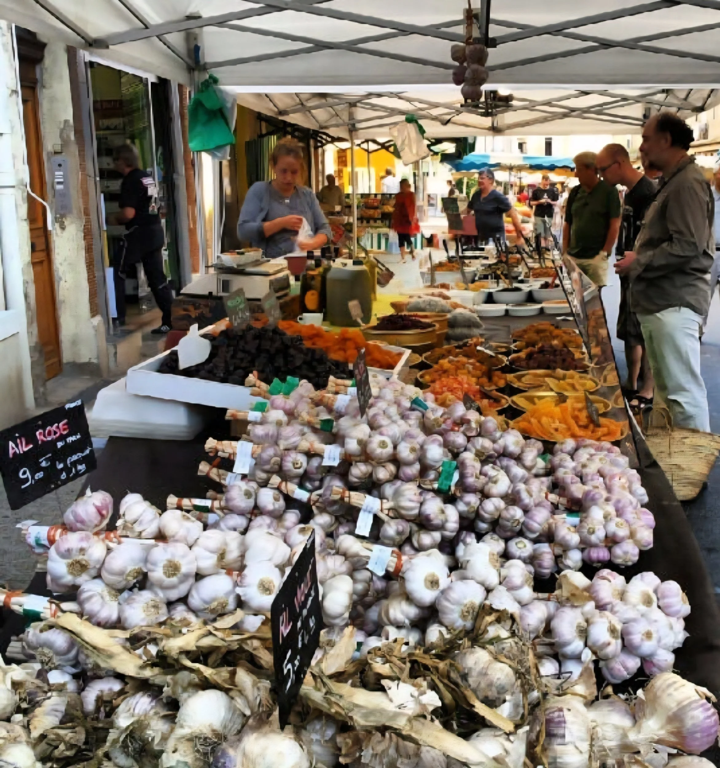food mareket stall in Lodève: