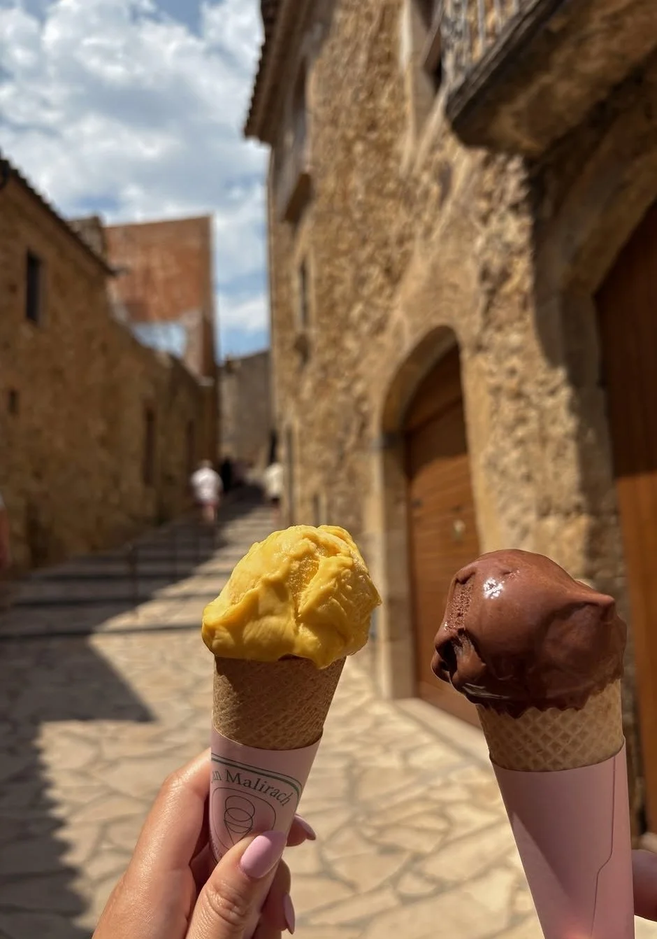 ice cream along the street in Pals, Spain