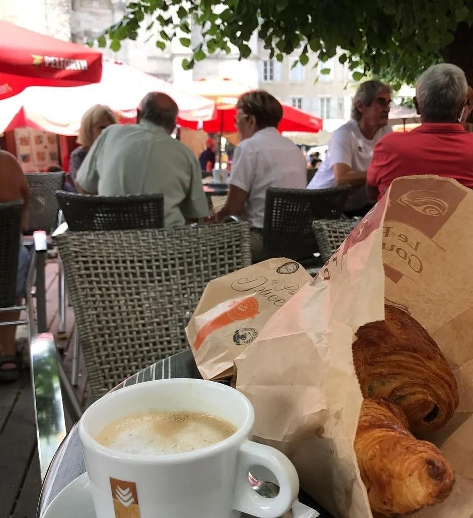coffee and pastry at nyons market