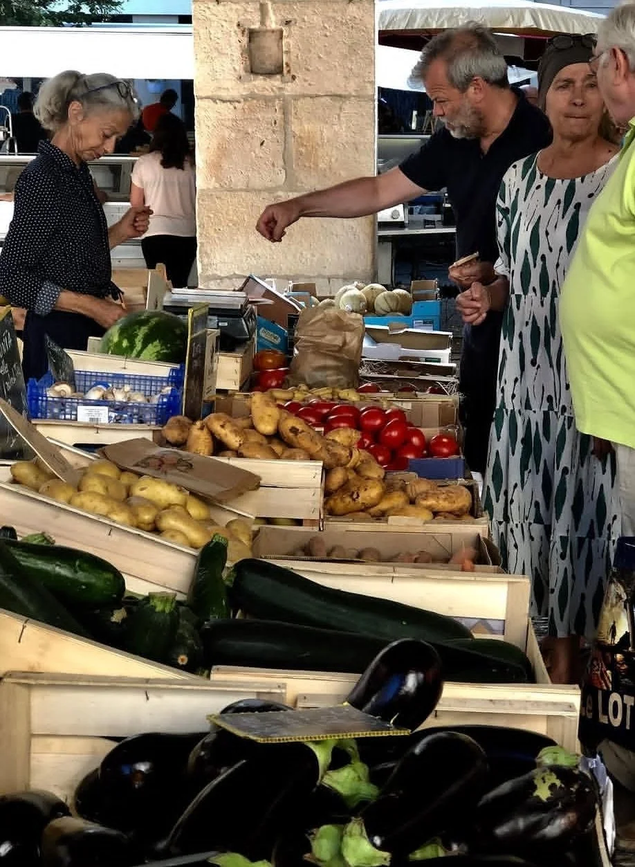 Souillac market stalls