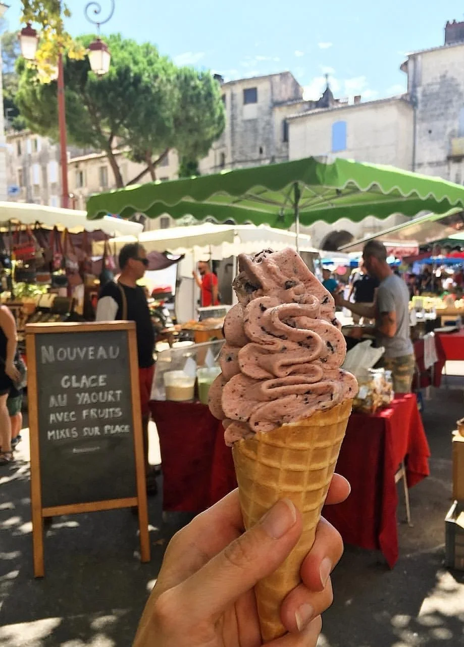 ice cream at market in Sommières
