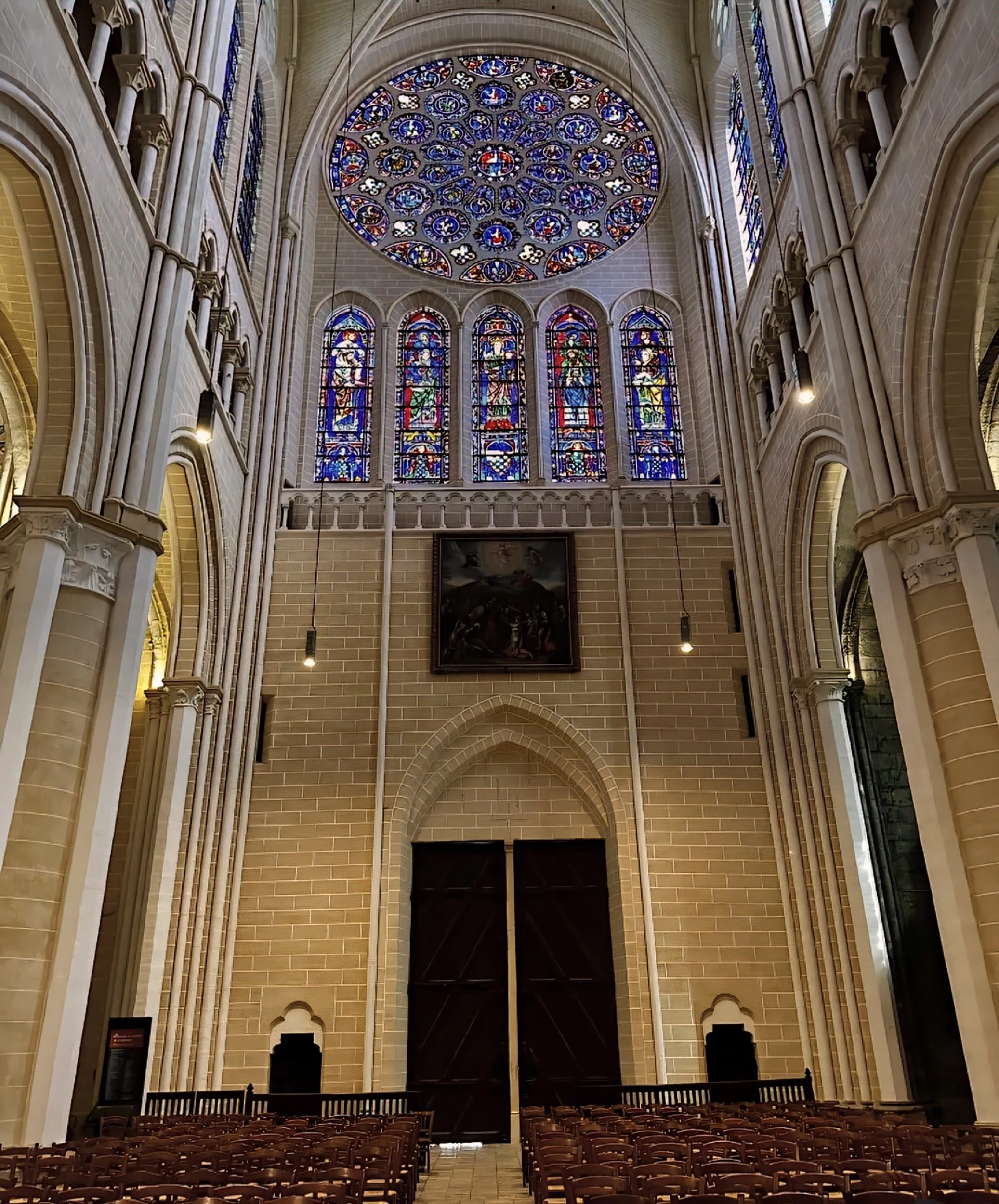 notre dame windows in market in Chartres in france