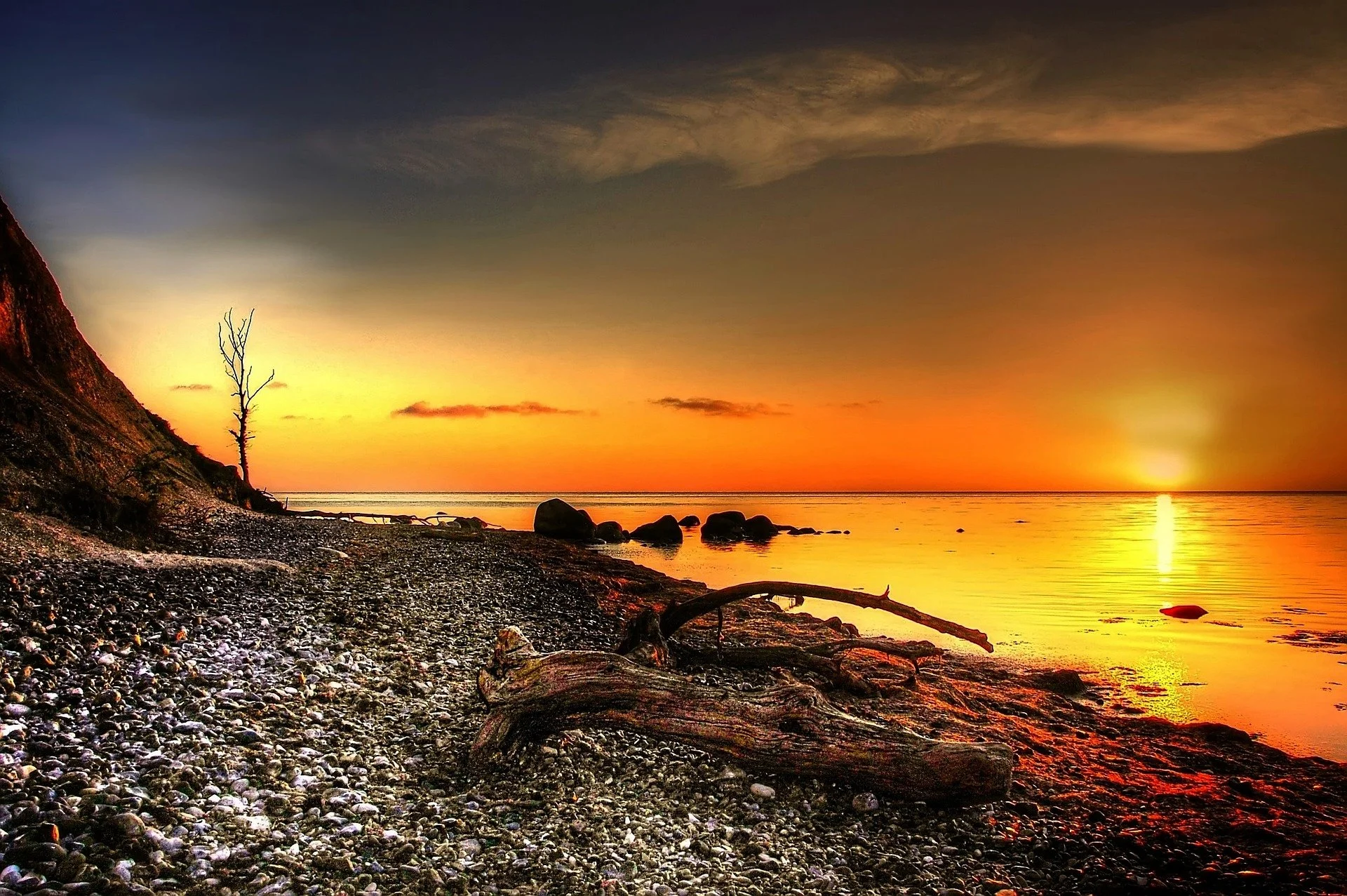 sunset at cliffs Møns Klint
