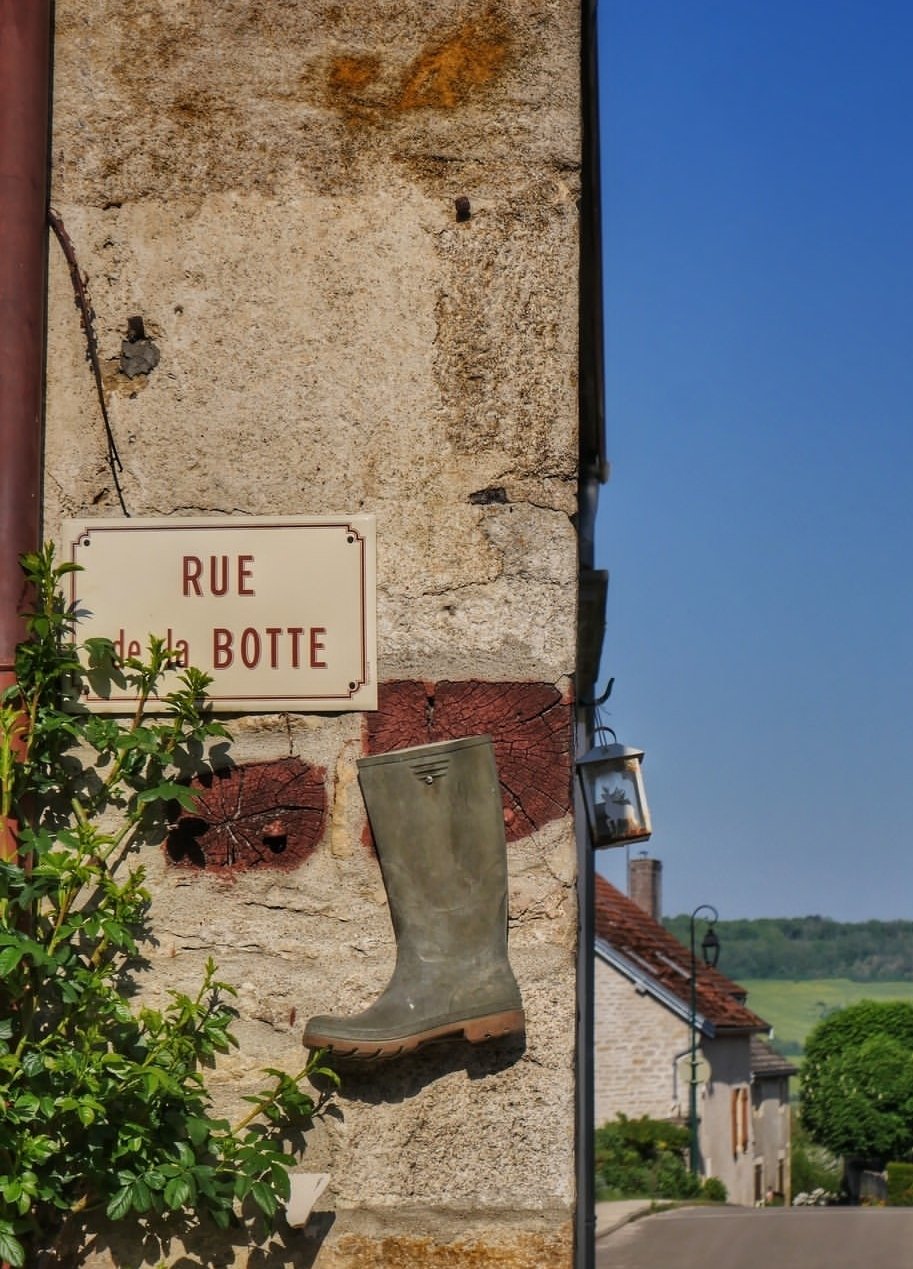 street corner in burgundy