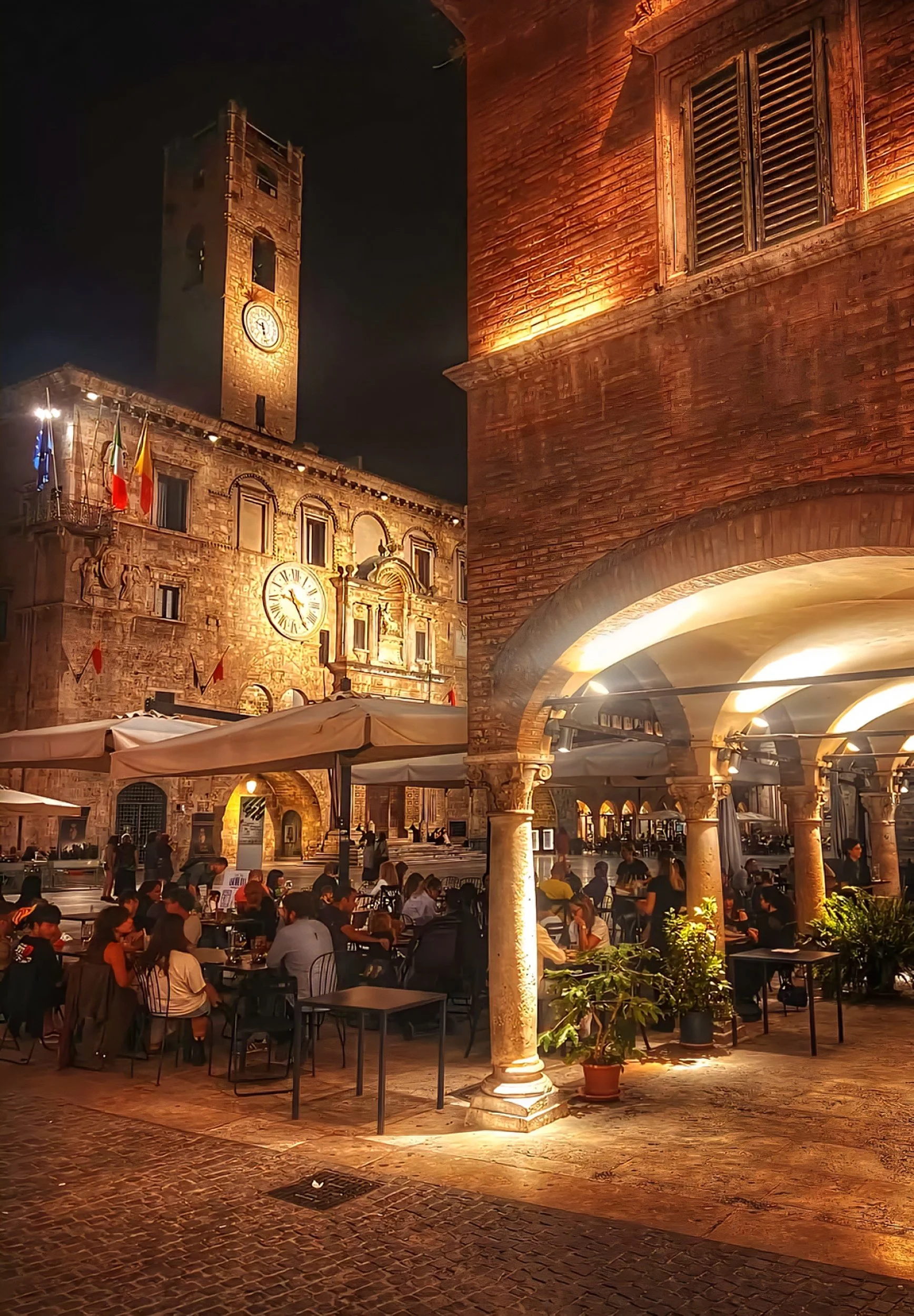 evening in street in Ascoli Piceno