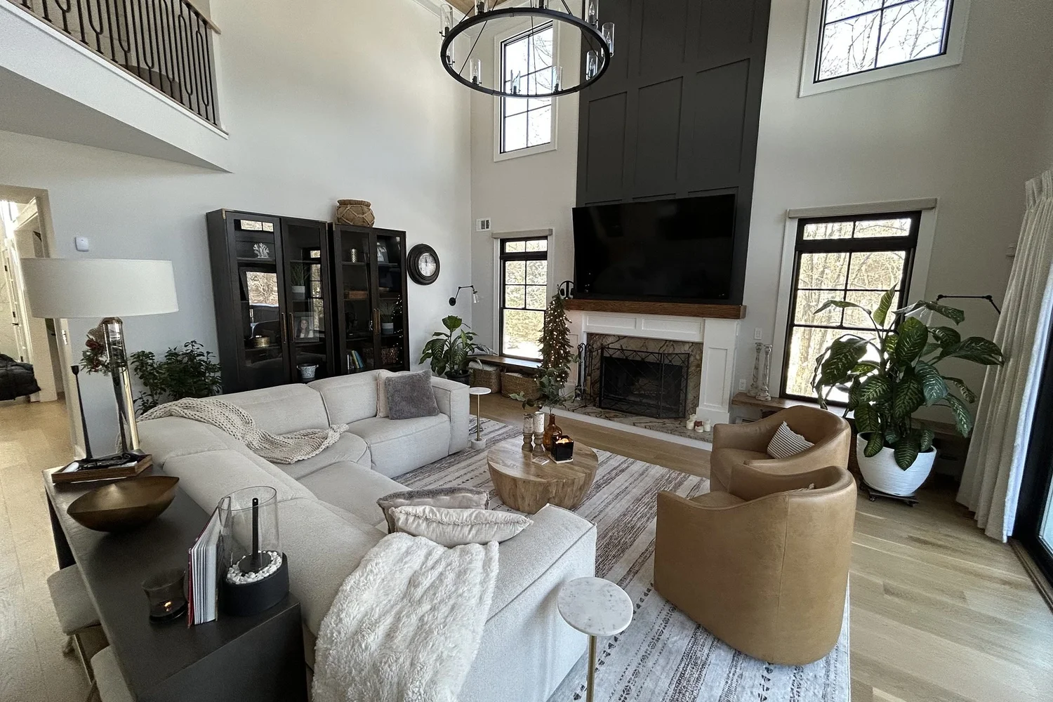 Living area by the fireplace
