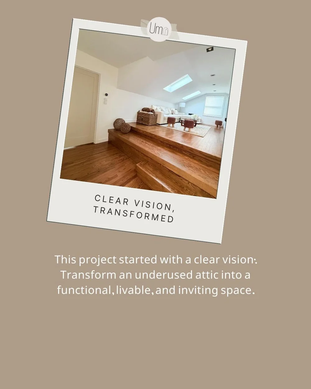 Attic after: bright finished space with wood floors and skylights