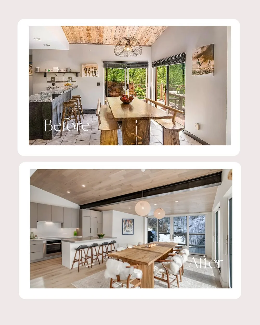 Before and after: Vail kitchen and dining room