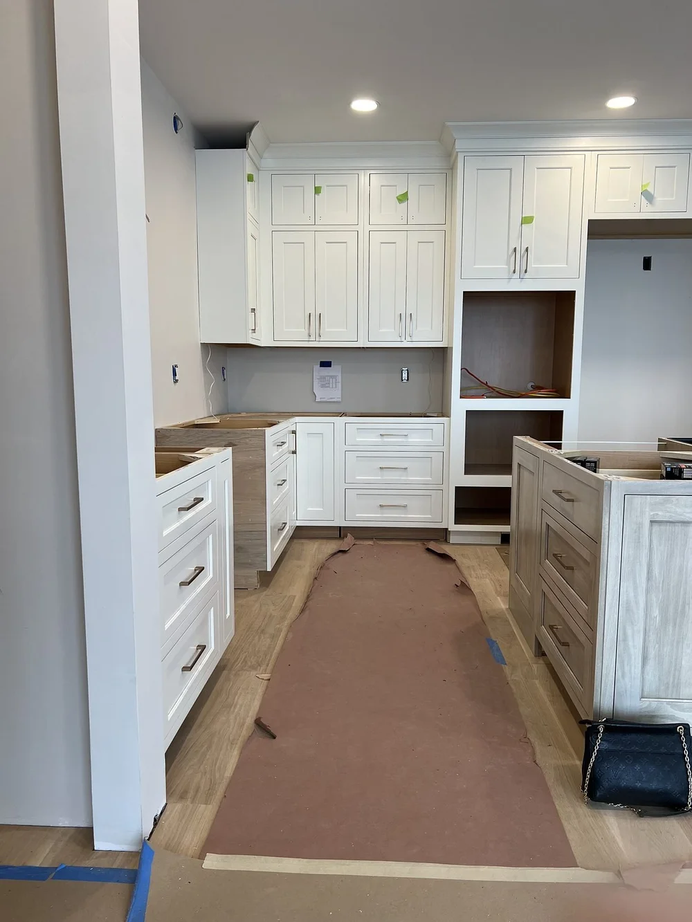 Kitchen range wall during construction