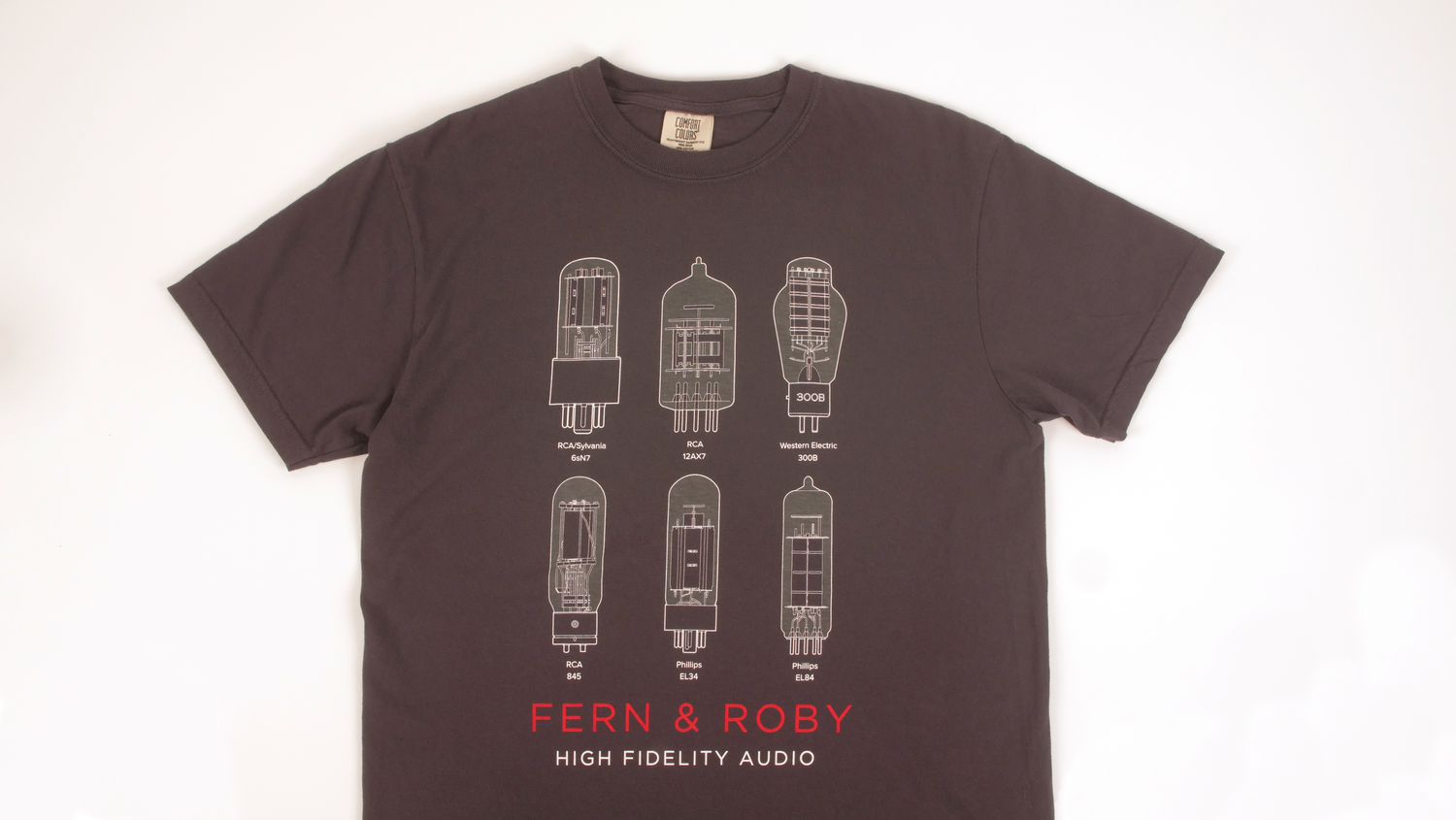 Vacuum Tube Tshirt screen printed on graphite comfort colors