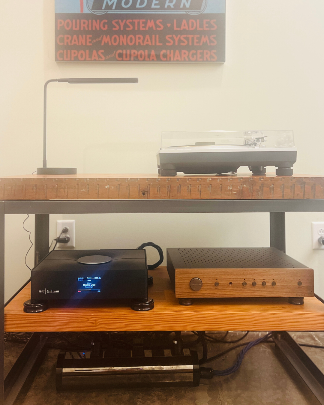 Grimm Audio MU2 DAC on a Fern and  Roby Equipment Rack with Technics Turntable