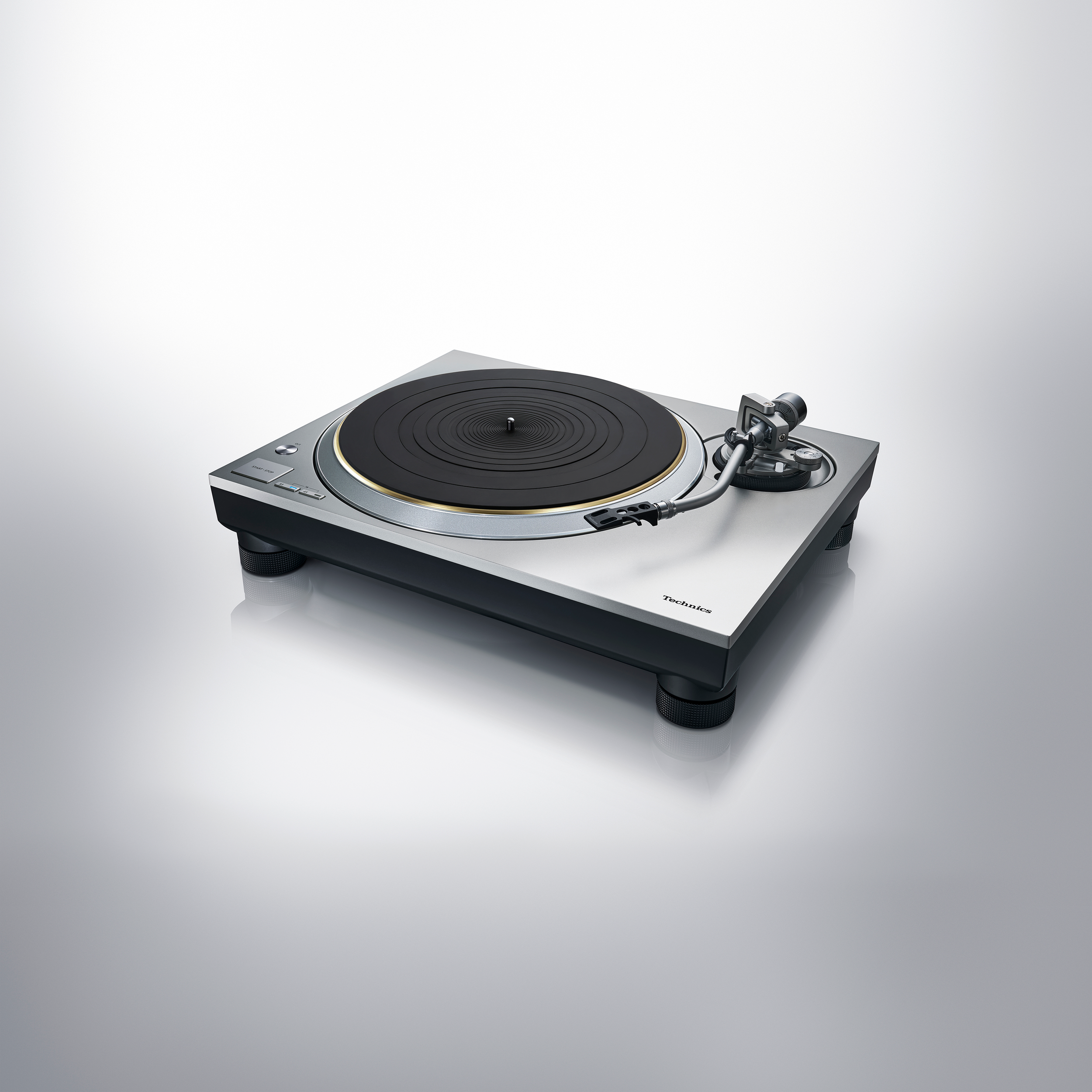 Technics Turntable: Technics New Generation Grand Class Turntable SL-1300G in silver.