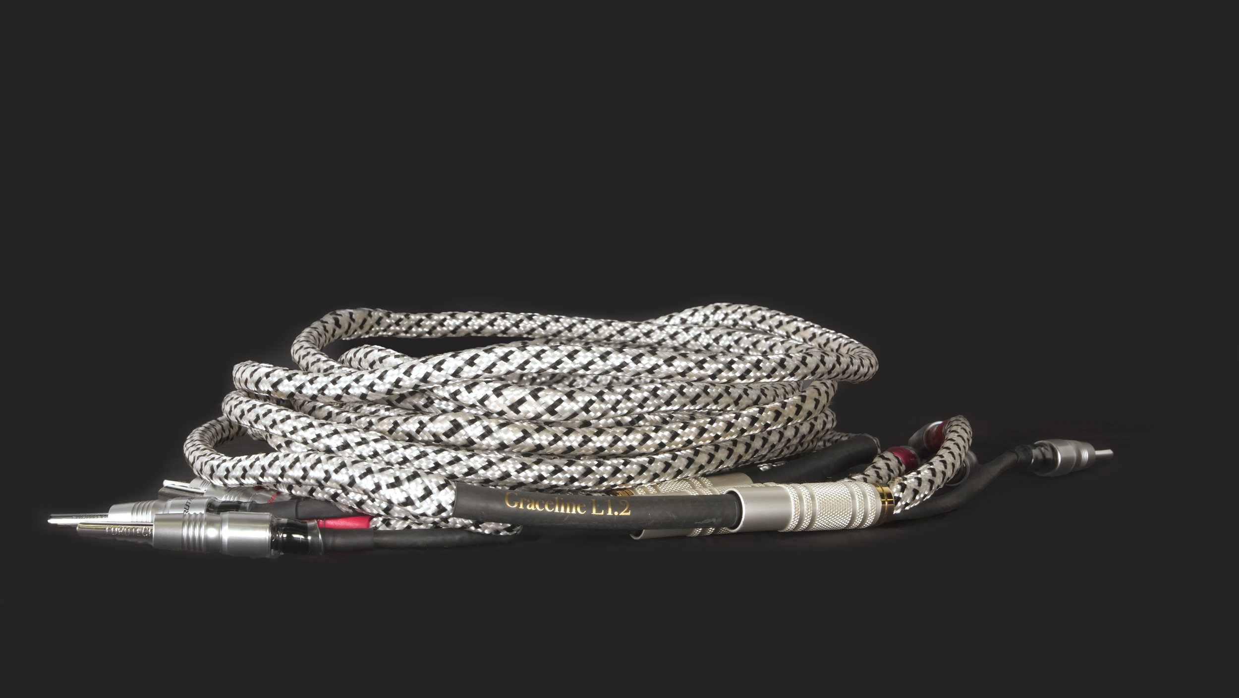 Hifi Audio Speaker Cables by Black Cat cables. Level 1 Graceline speaker cables with furutech connectors