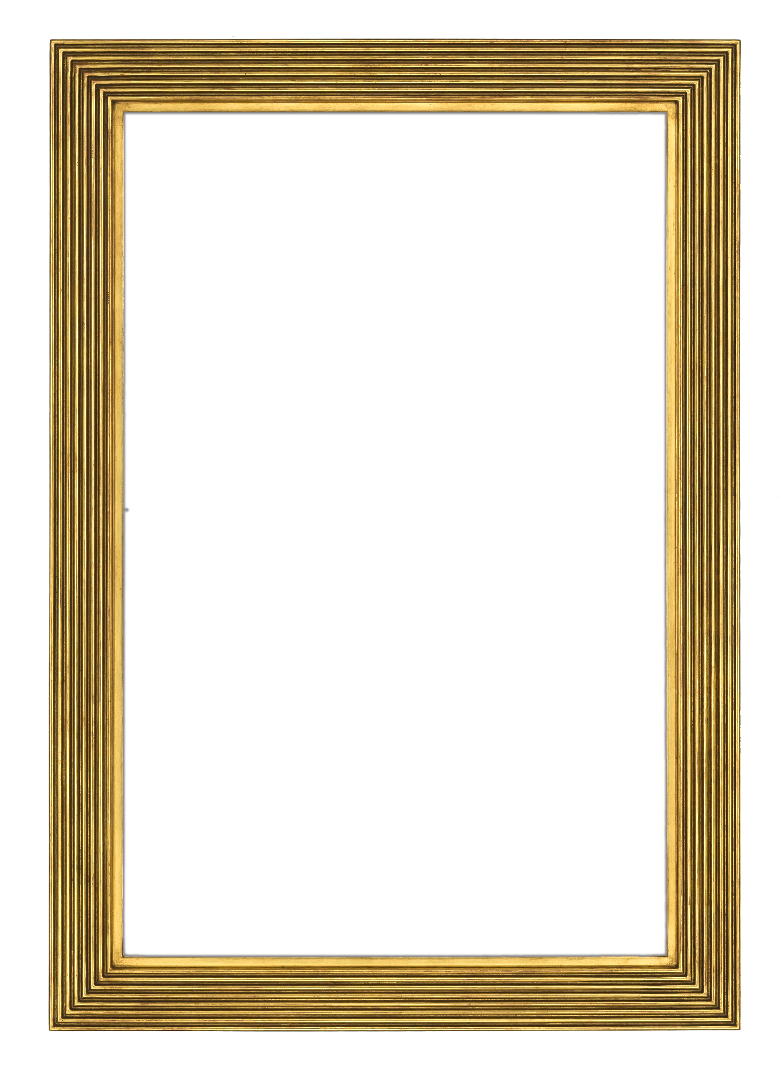 An ornate gold picture frame with a black background, ready to hold a photo or artwork.