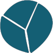 Three-section pie chart with teal color