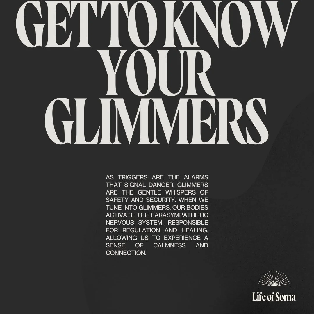 Did you know that leaning  into the things that make you feel lit up, excited and at ease can be cues that keep your nervous system regulated? 

✨Build up your glimmer toolbox at the link in bio