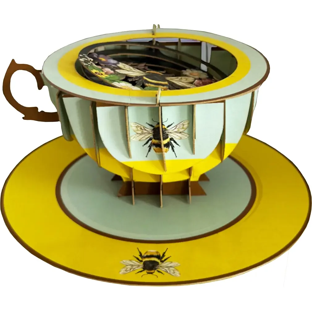 Tea Cup Pop Up Card Bee