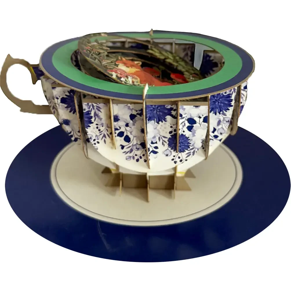Tea Cup Pop Up Card Fox