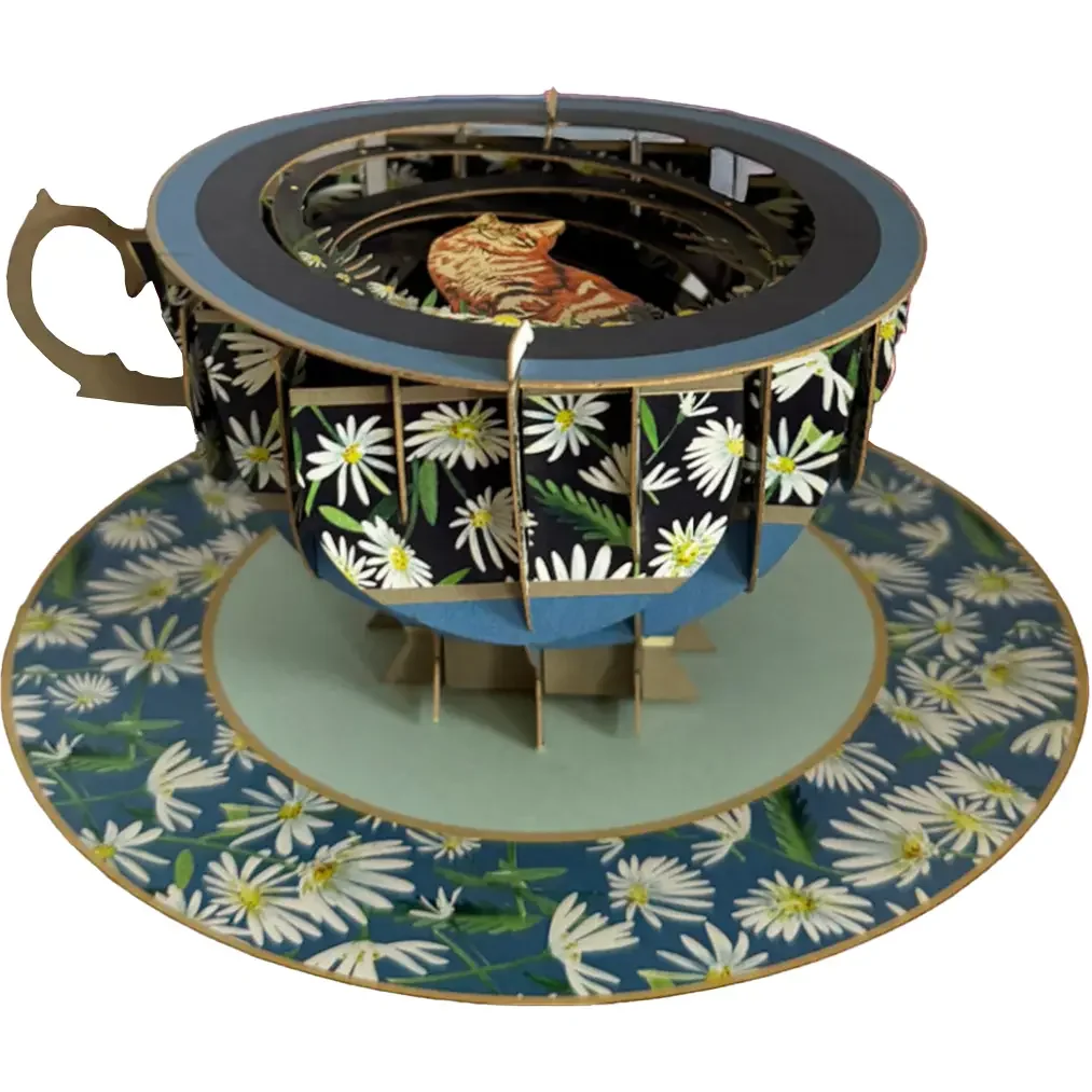 Tea Cup Pop Up Card Cat
