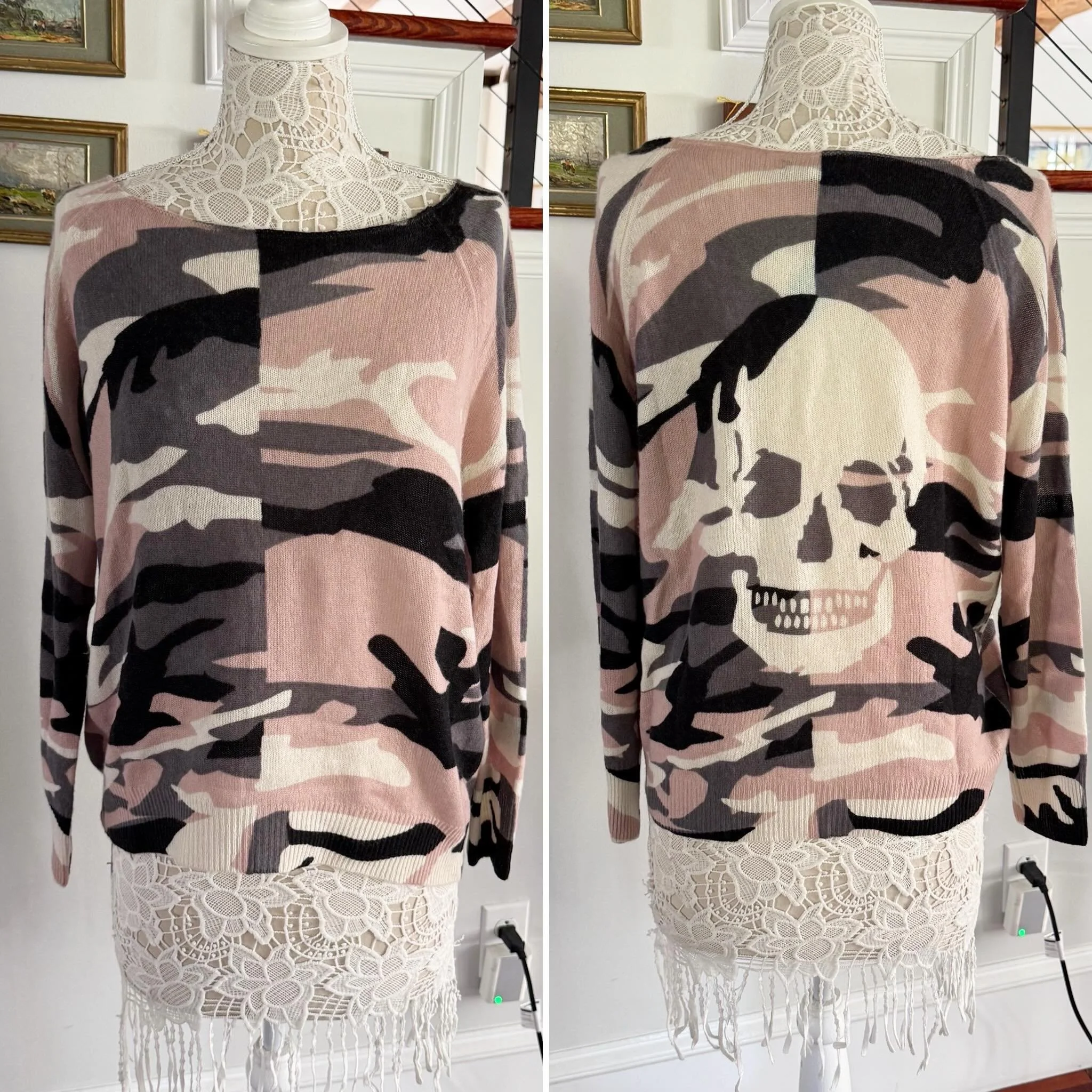 Skull Cashmere 💀 
XS * $95 ($350 retail!)
.
.
$8 shipping continental US
Free shipping for purchases over $100
.
.
FOLLOW OUR BACKUP ACCOUNT: @seaagainconsignment