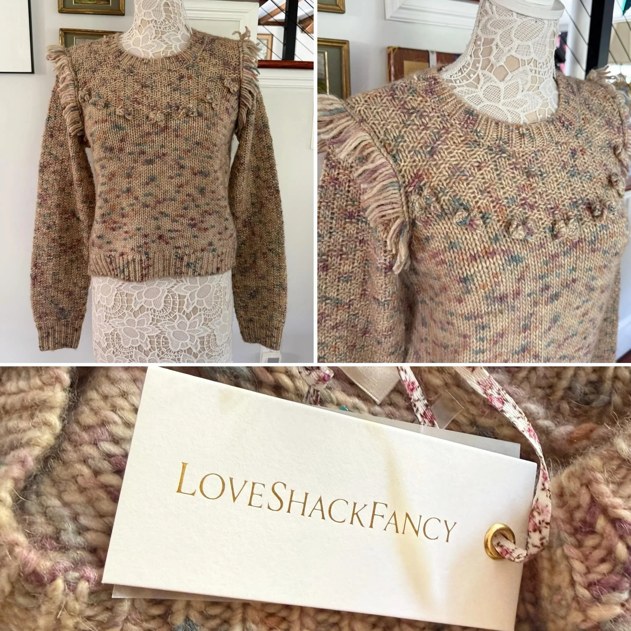 🆕 LoveShackFancy Koru pullover sweater. 
L * $165 ($475 retail, current retail item!)
.
.
$8 shipping continental US
Free shipping for purchases over $100
.
.
FOLLOW OUR BACKUP ACCOUNT: @seaagainconsignment