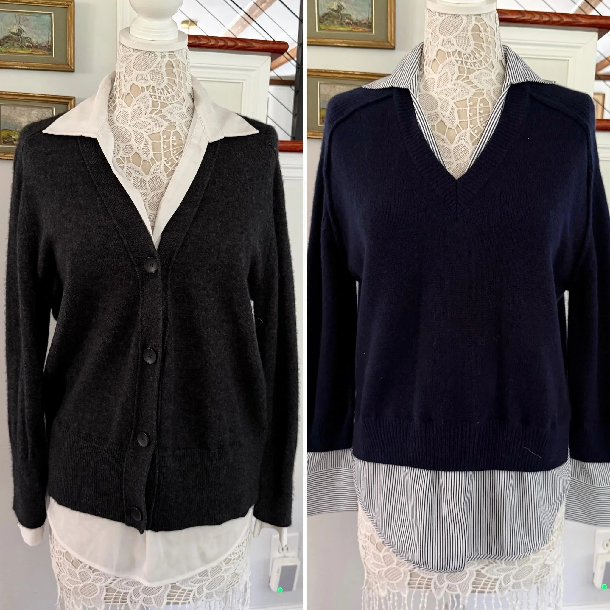 Which cashmere sweater are we picking?
Brochu Walker 
Charcoal: Medium * $80
Navy: XS * $80
.
.
$8 shipping continental US
Free shipping for purchases over $100
.
.
FOLLOW OUR BACKUP ACCOUNT: @seaagainconsignment