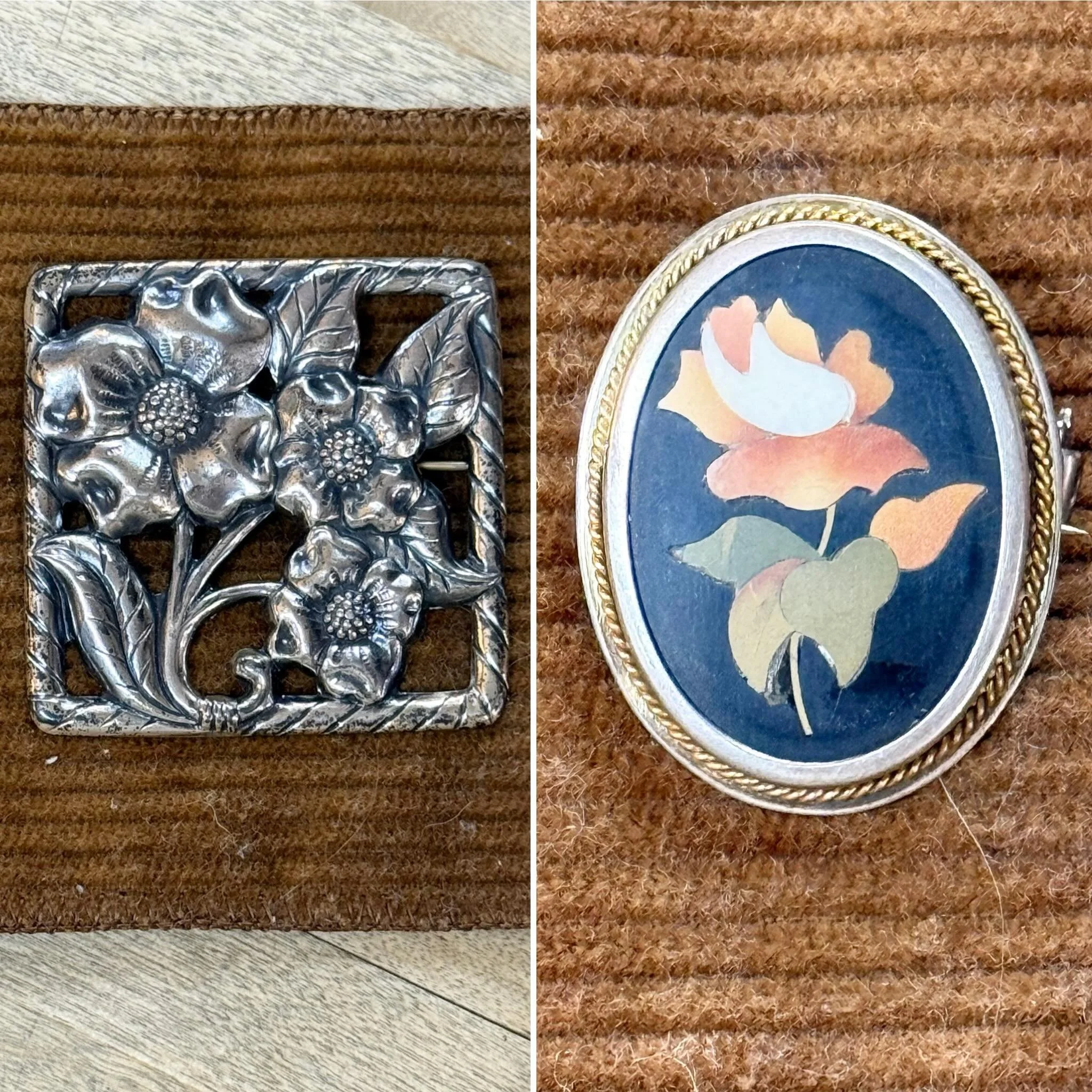 We&rsquo;ve added so many beautiful vintage pieces to the jewelry case! 
These 2 mid century brooches are $80 each. 
.
.
$8 shipping continental US
Free shipping for purchases over $100
.
.
FOLLOW OUR BACKUP ACCOUNT: @seaagainconsignment