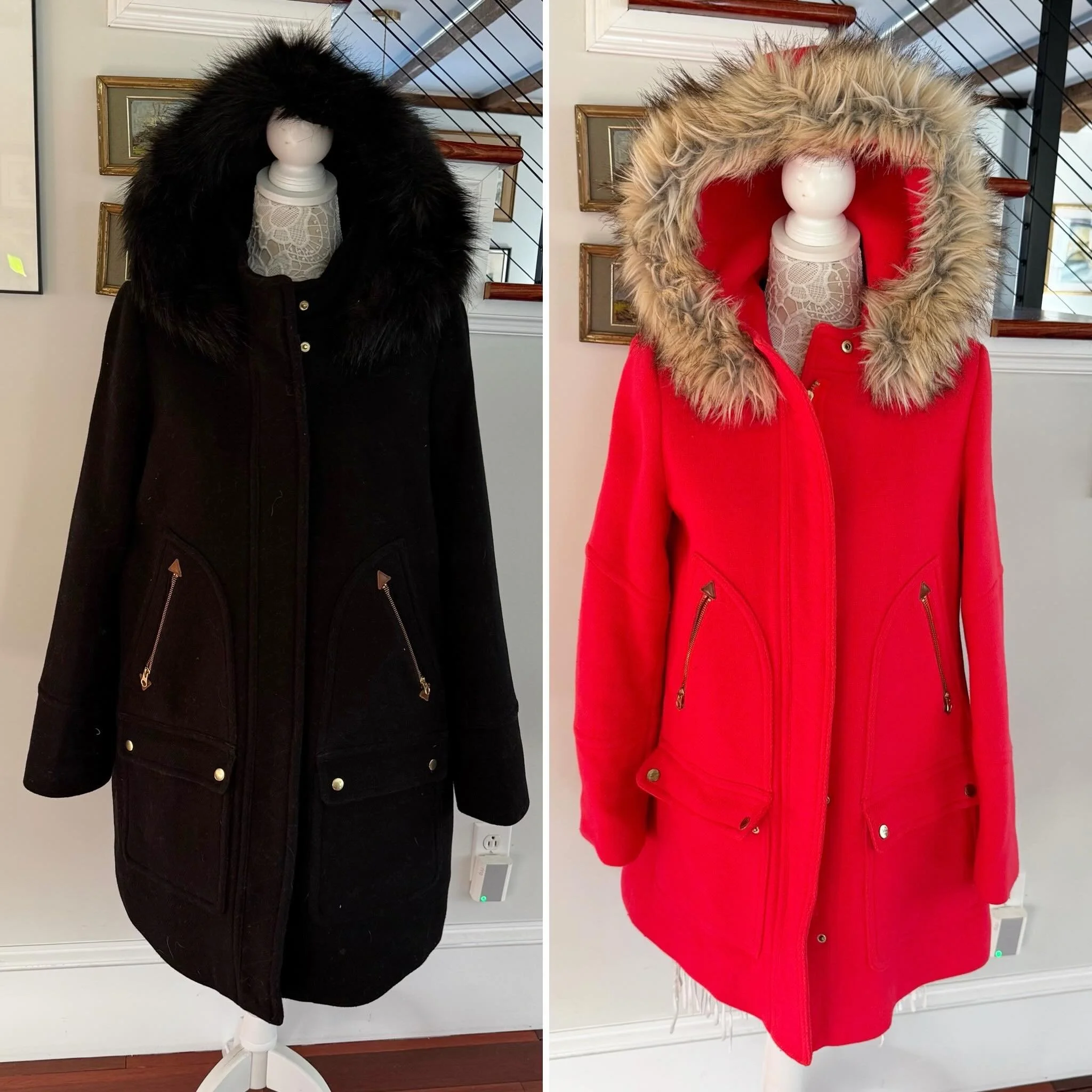 J. Crew Chateau parka in Italian stadium cloth. 
Black: 16 tall 
Red: 10
$125 each 
.
.
$8 shipping continental US
Free shipping for purchases over $100
.
.
FOLLOW OUR BACKUP ACCOUNT: @seaagainconsignment