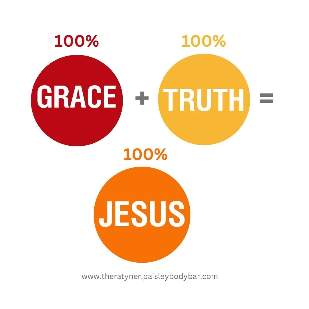 Jesus&rsquo; truth reveals all of our sins and His grace forgives and takes away all of our sin. He is truly 100% full of Truth and 100% full of Grace. 

&ldquo;And the Word became flesh and dwelt among us and we have seen His glory, glory as of the 