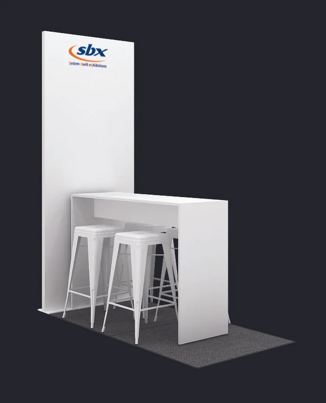 MP Panel with recharge bench, with stools, optional AV & branding