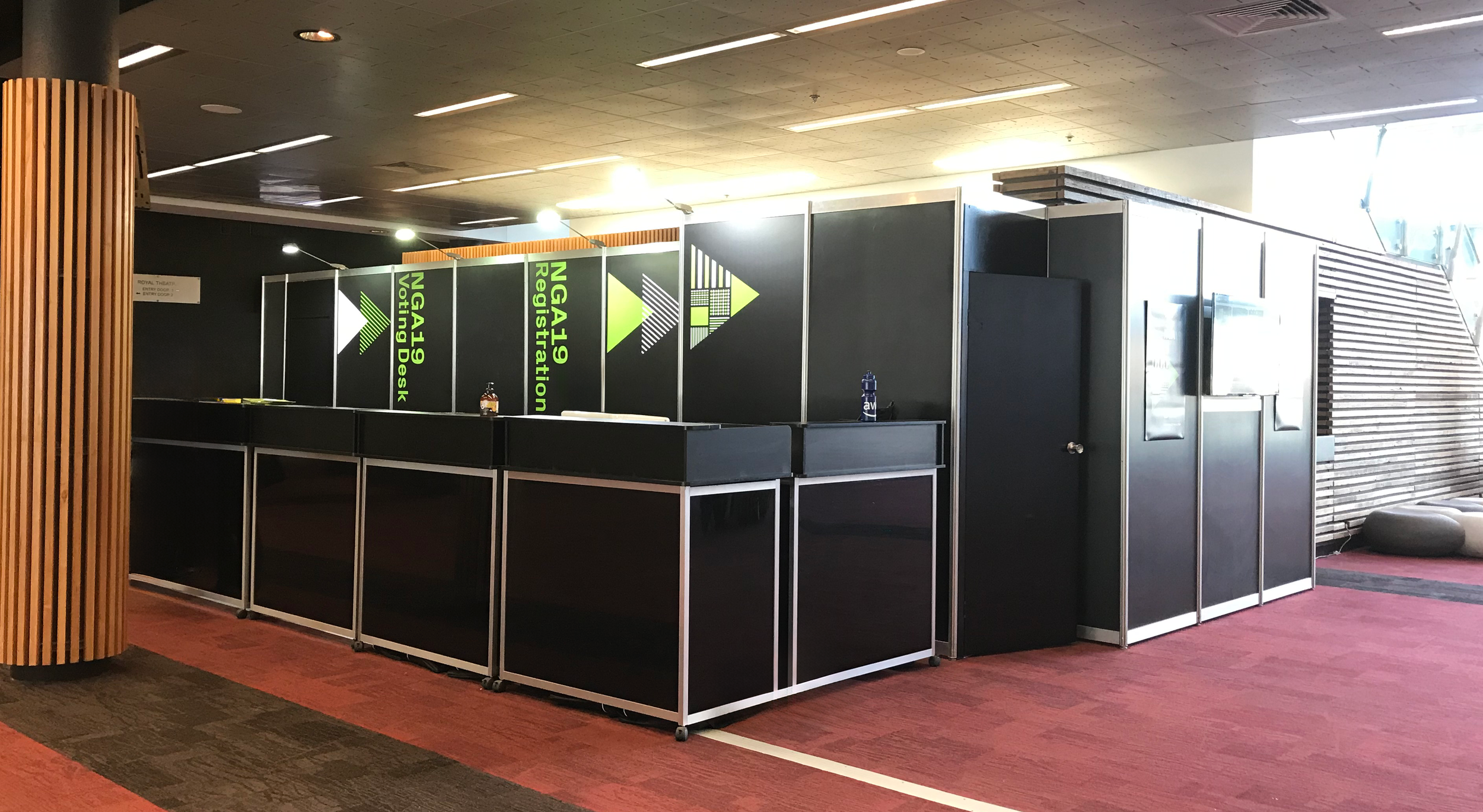 Black Octanorm Registration Counter with Storage Room