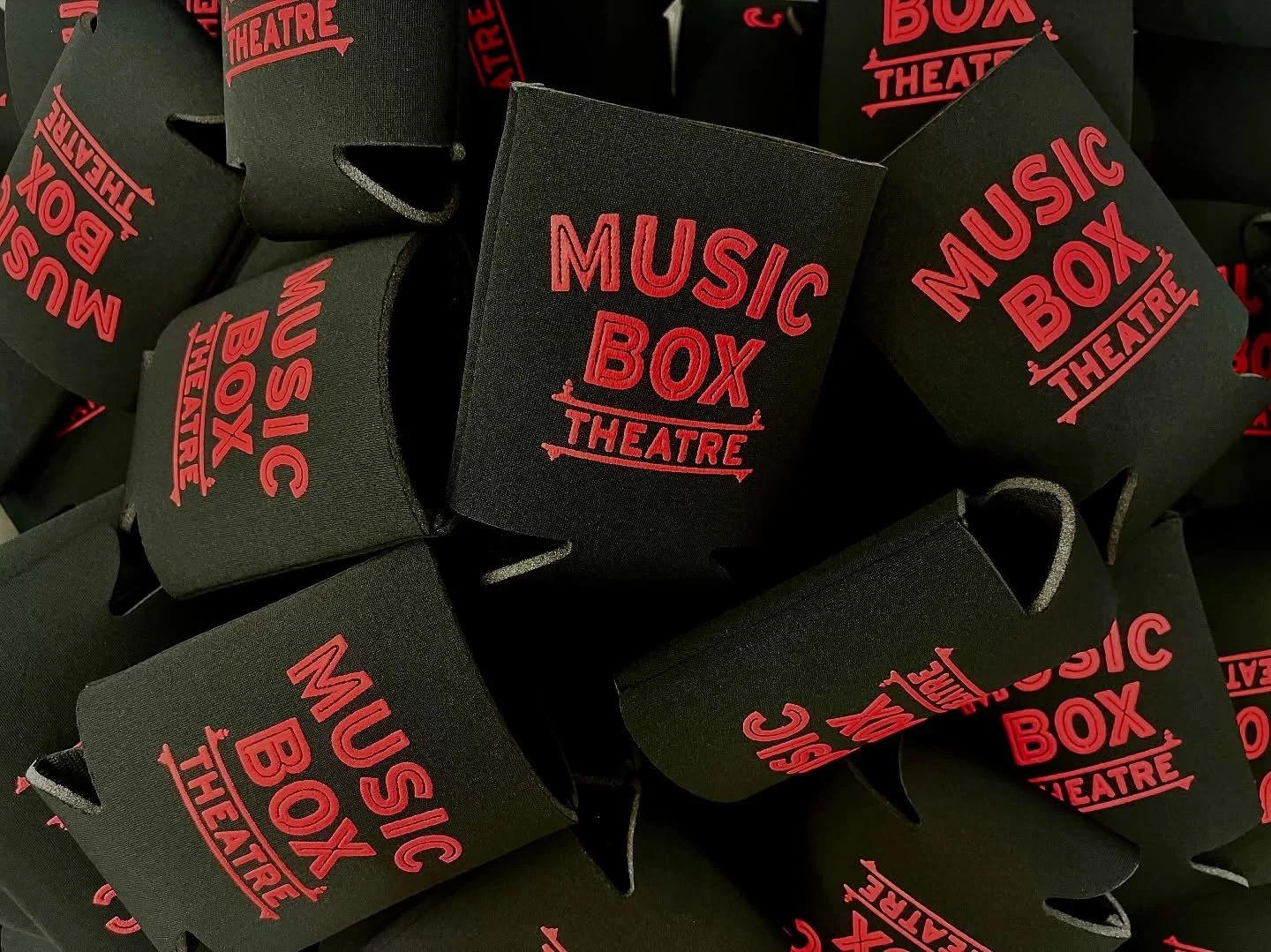 It was an honor and privilege to collab with the legendary @musicboxchicago theatre on their new koozies and tote bags! If you&rsquo;re going to be at Southport Art Fest this weekend, be sure to stop by and pick one of these up. 

The black tote is a