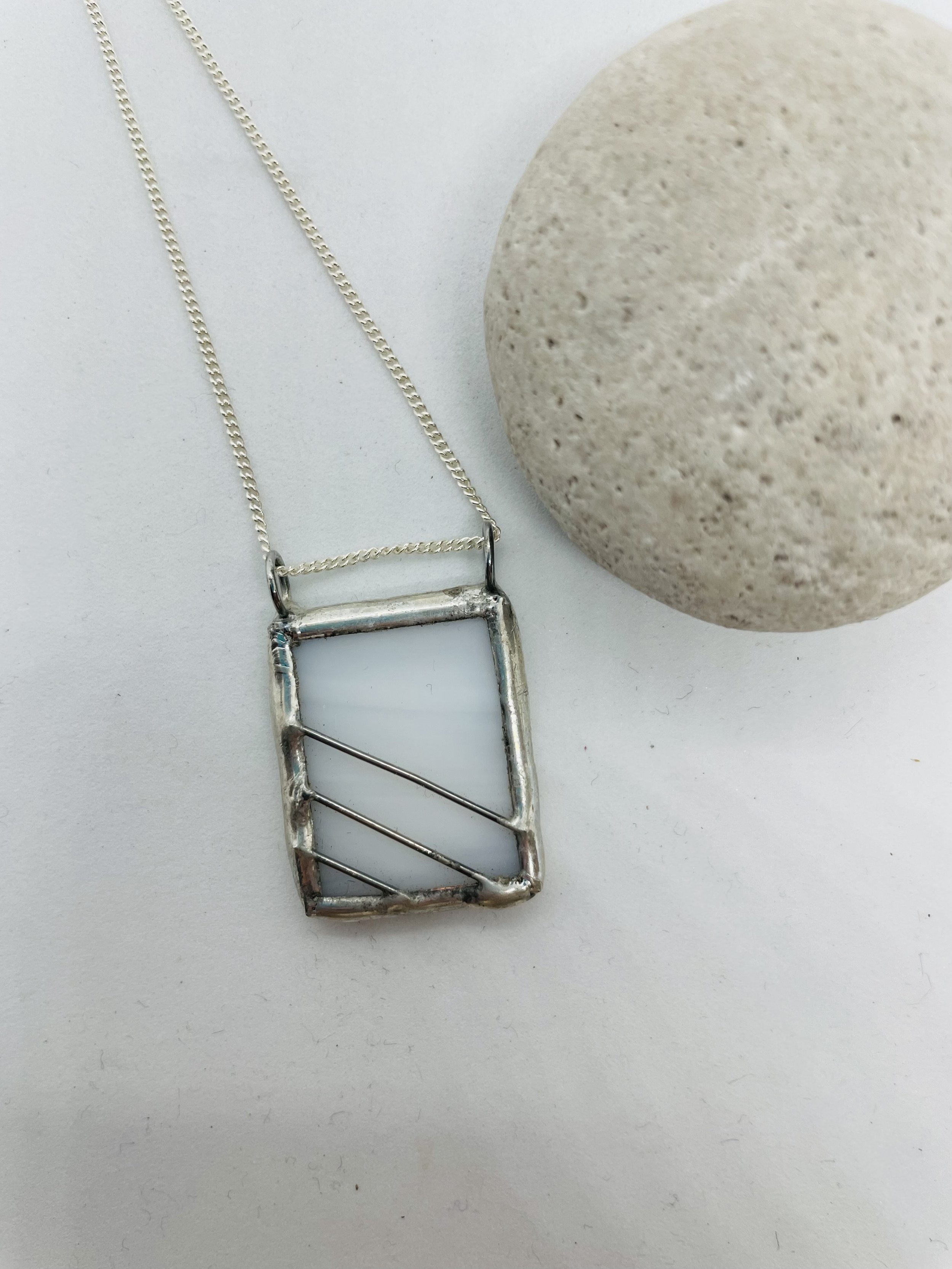 White Stained Glass Necklace