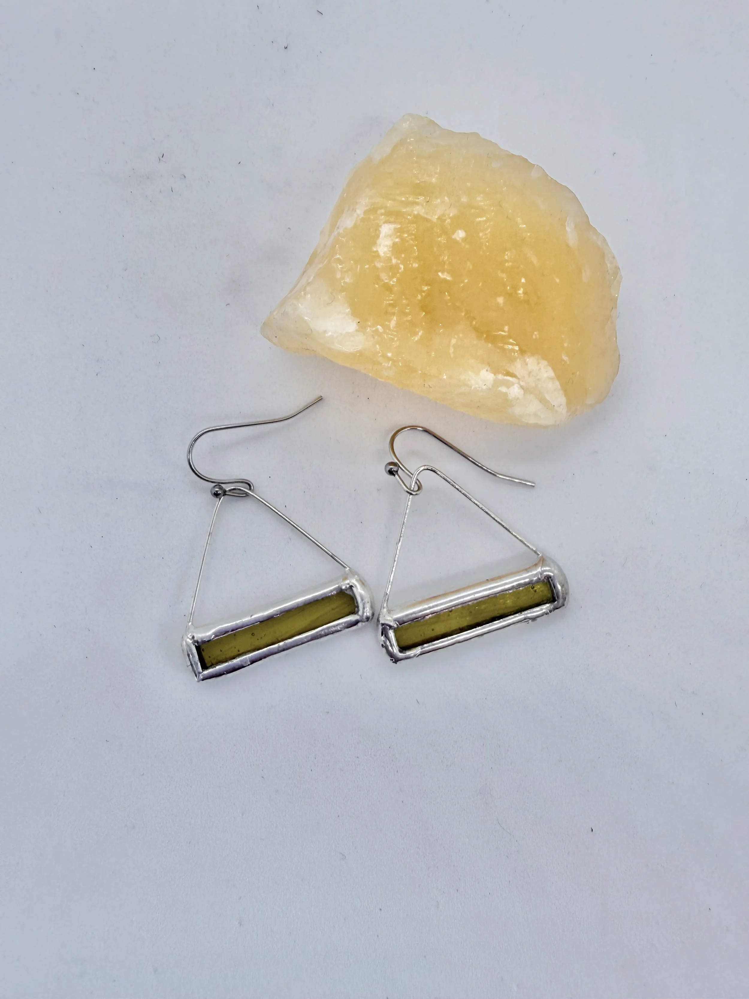 Yellow Stained Glass Dangle Earrings