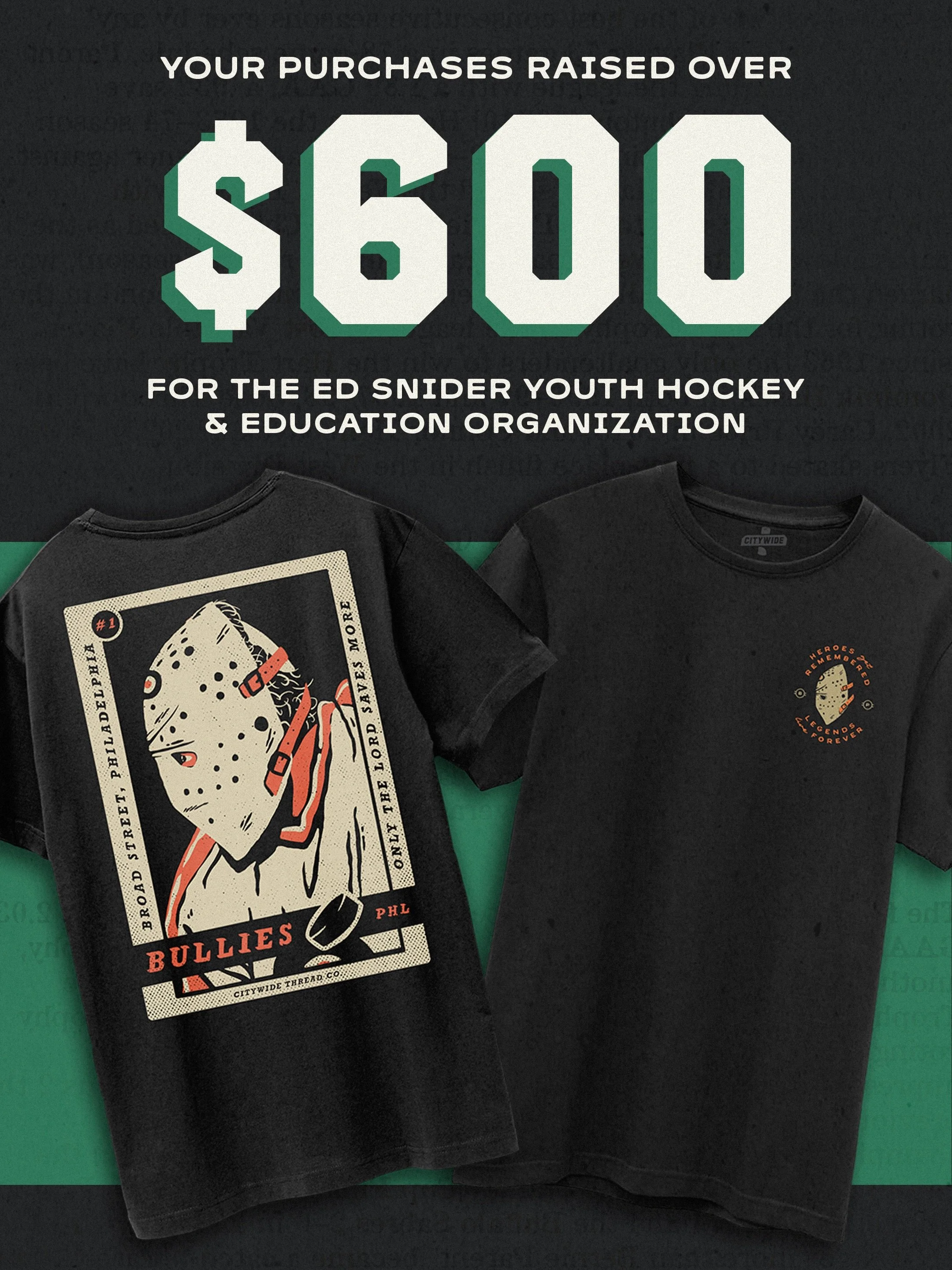 How do you honor a legend? 

You pick up where they left off. 

To honor Bernie, we dedicated our first hockey inspired shirt to him in likeness and mission. Bernie was instrumental to the @sniderhockey program so we knew exactly what to do. When the