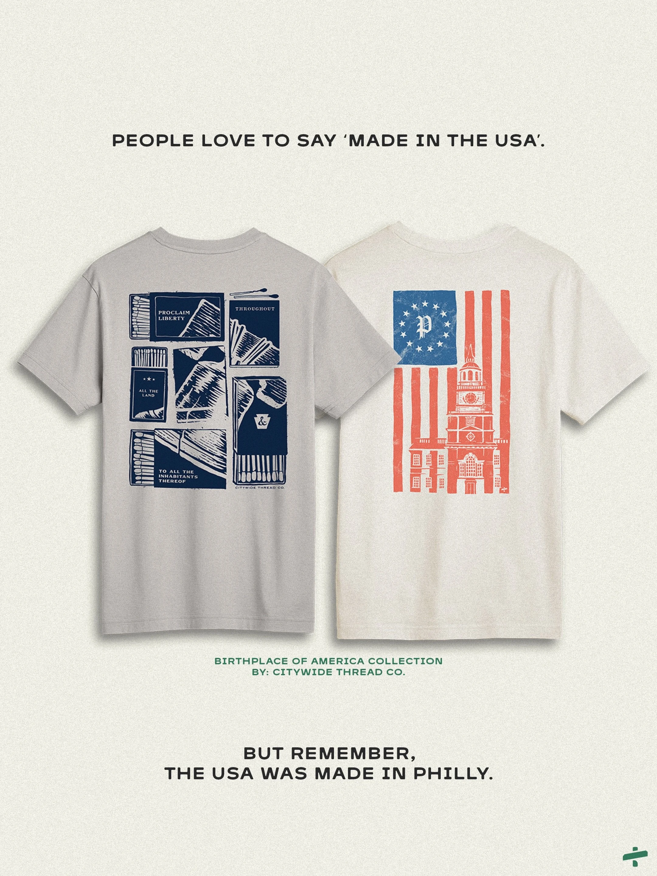 To commemorate America&rsquo;s 250th anniversary, we felt it was our duty to remind people that Philly is the birthplace of the US. That&rsquo;s why we launched not one but two shirts for the summer. &lsquo;Made in Philly&rsquo; honors Independence H