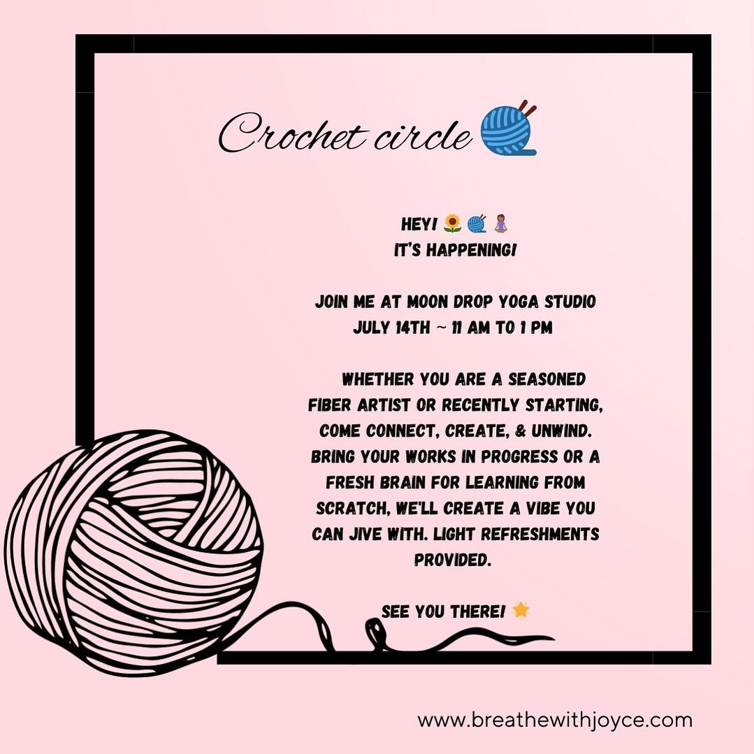 Hey there friends!!๐๐ฝ
๐ปif you enjoy working with your hands, fiber, art of any kind, or would like to learn, this is an event meant for you!
๐ปI would love to connect with you and learn with you as we make chains, granny scars, or even finish b
