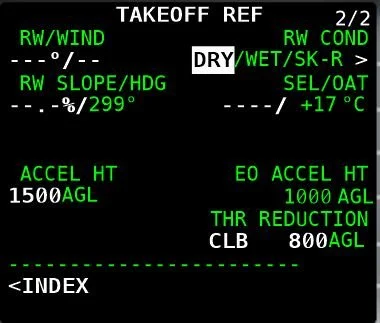 Takeoff Ref Page Acceleration Height &amp; Throttle Reduction
